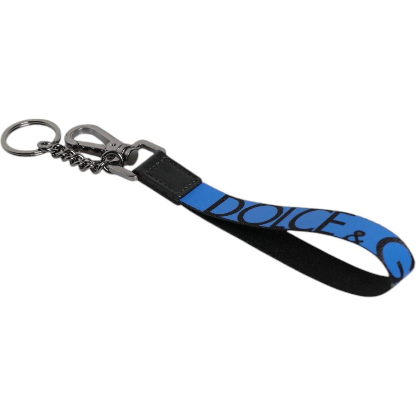 Dolce & Gabbana Blue Logo Nylon Silver Brass Men Holder Keychain Keyring