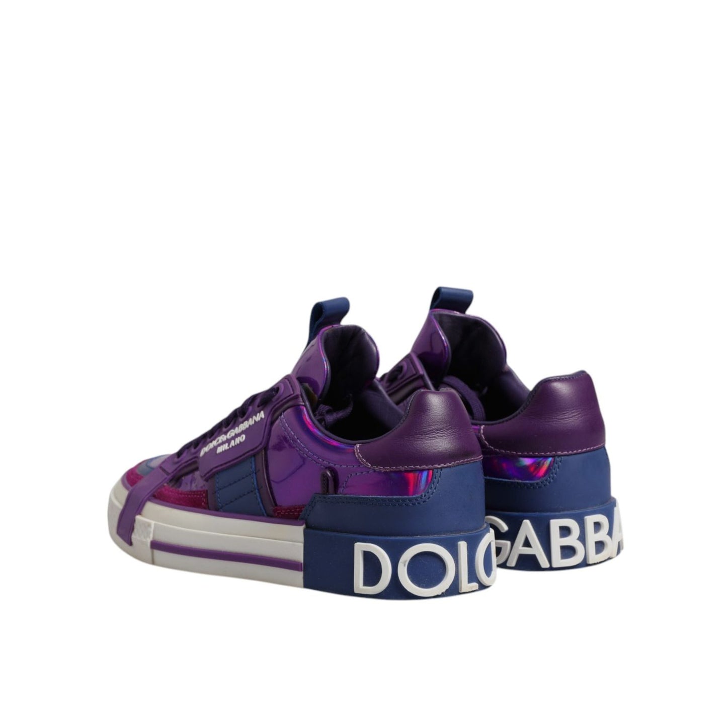 Dolce & Gabbana Purple Leather DG Logo Low Top Sneakers Shoes