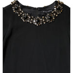 Dolce & Gabbana Black Crystal Embellished Round Neck Mini Dress