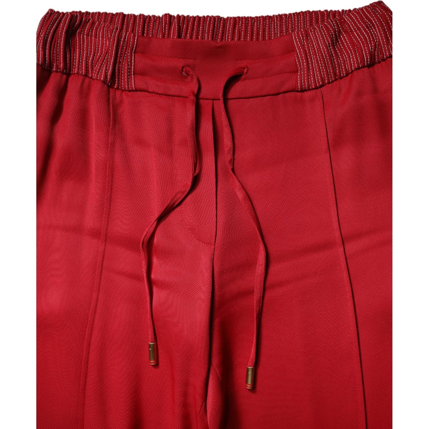 Dolce & Gabbana Red Viscose Straight Fit Pants