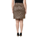 Dolce & Gabbana Brown Polyester Brocade A-line Mini Skirt