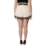 Dolce & Gabbana White Faux Fur High Waisted Hot Pants Short