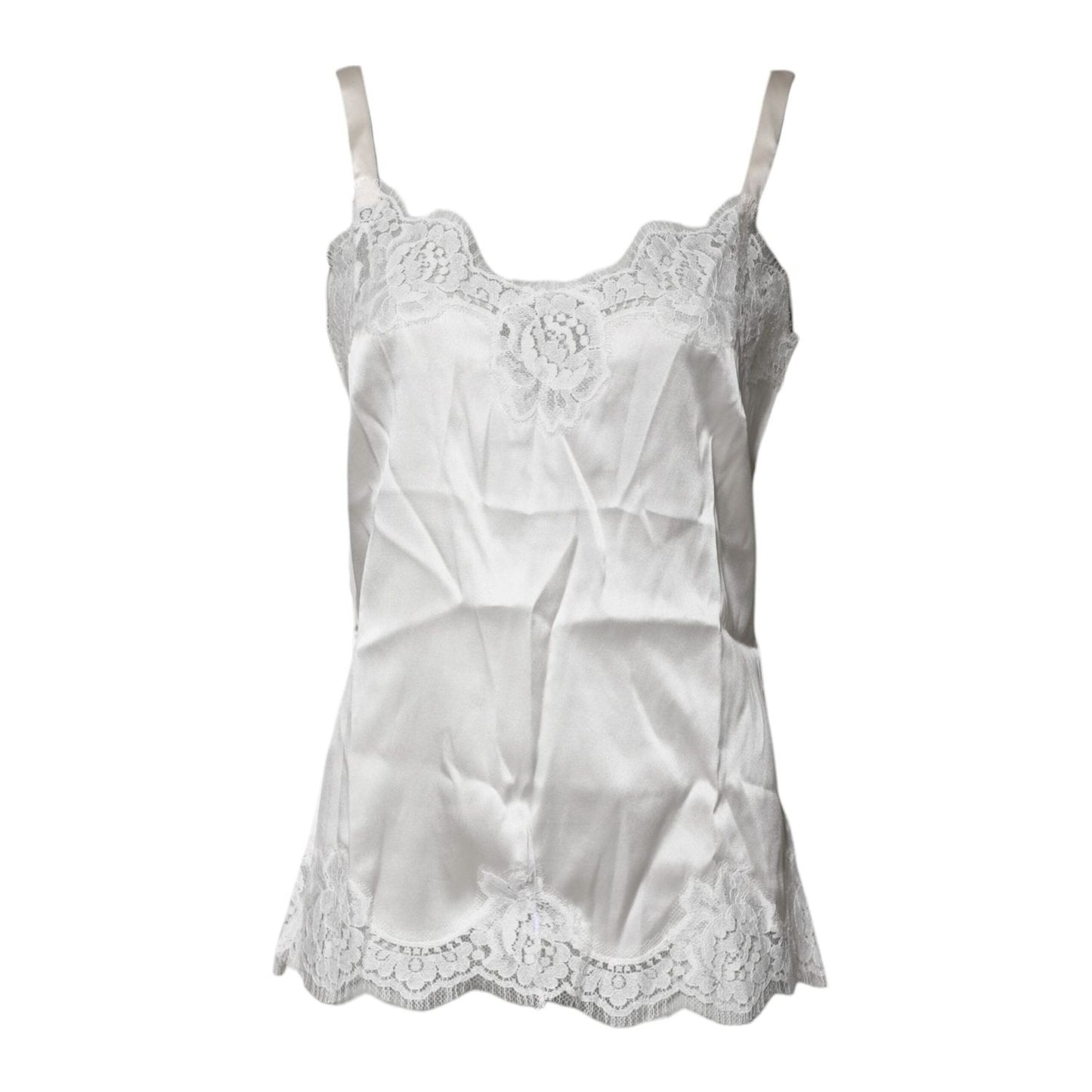 Dolce & Gabbana Top White Satin Lace Tank Lingerie Underwear
