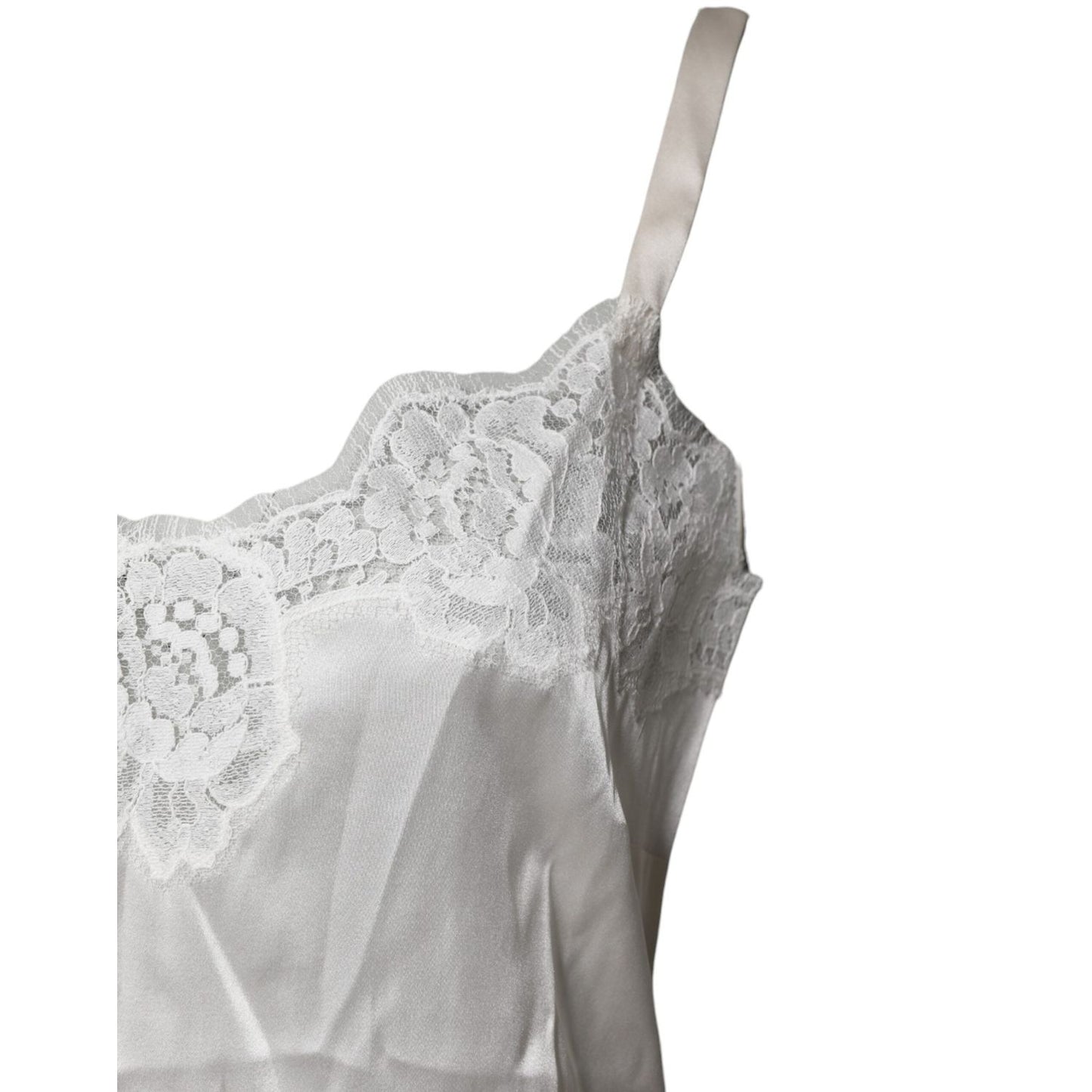 Dolce & Gabbana Top White Satin Lace Tank Lingerie Underwear