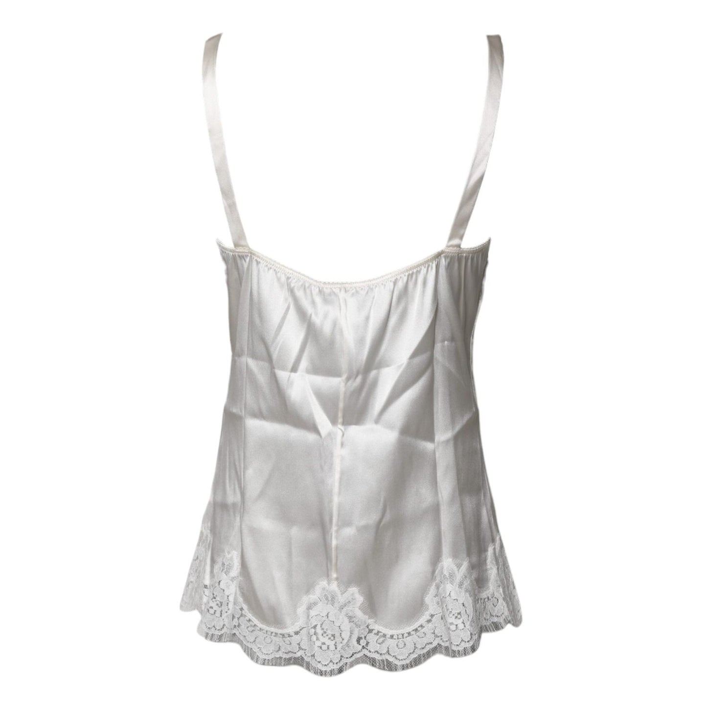 Dolce & Gabbana Top White Satin Lace Tank Lingerie Underwear