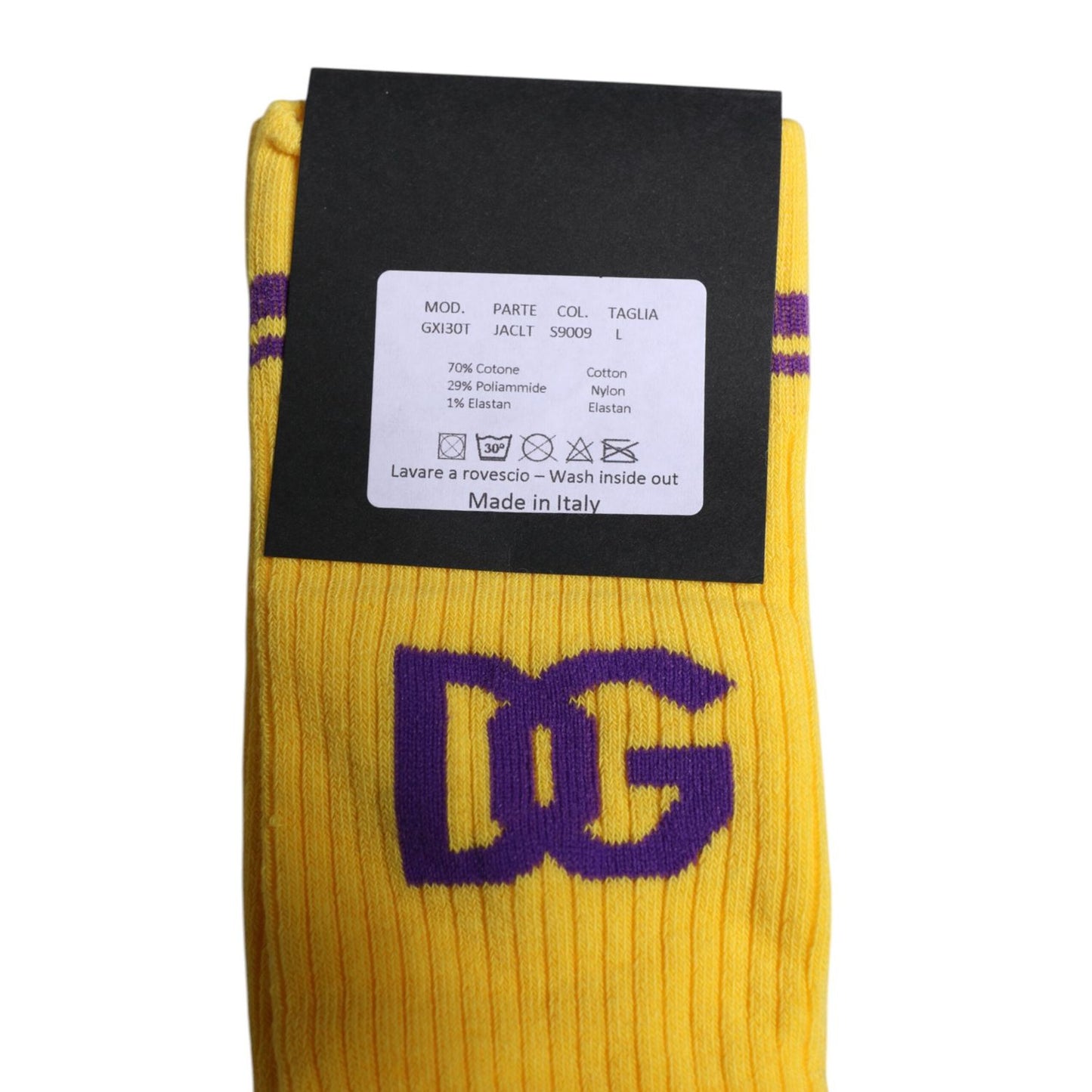 Dolce & Gabbana Yellow Cotton DG Logo Mid Calf Socks SCS2209-L