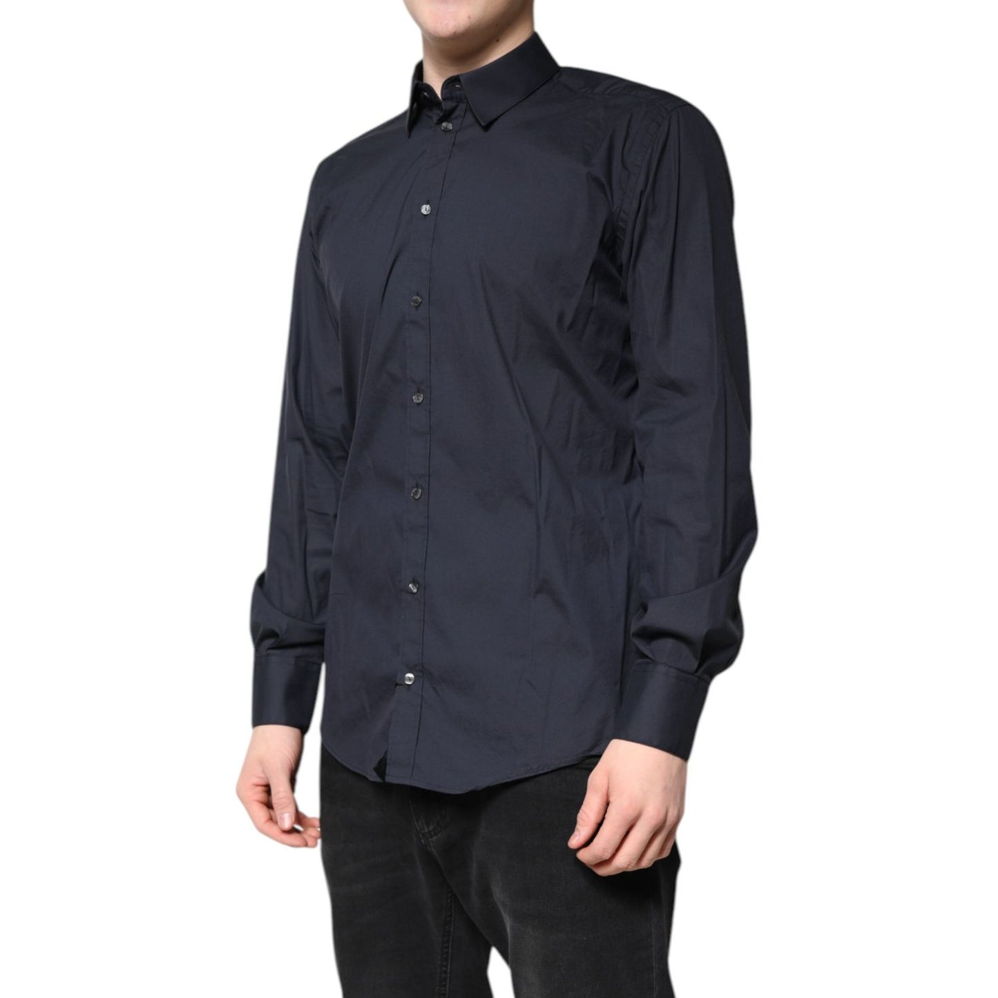 Dolce & Gabbana Dark Blue MARTINI Cotton Formal Dress Shirt