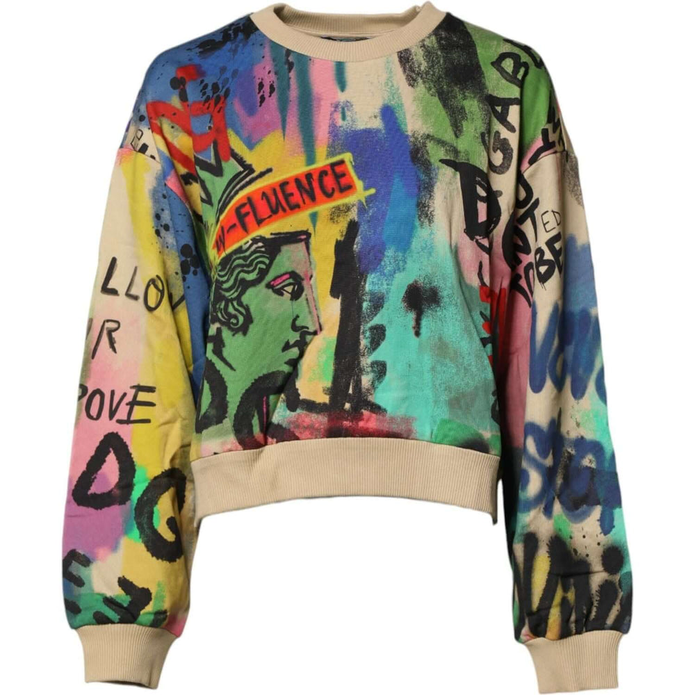 Dolce & Gabbana Multicolor Print Cotton Pullover Sweater