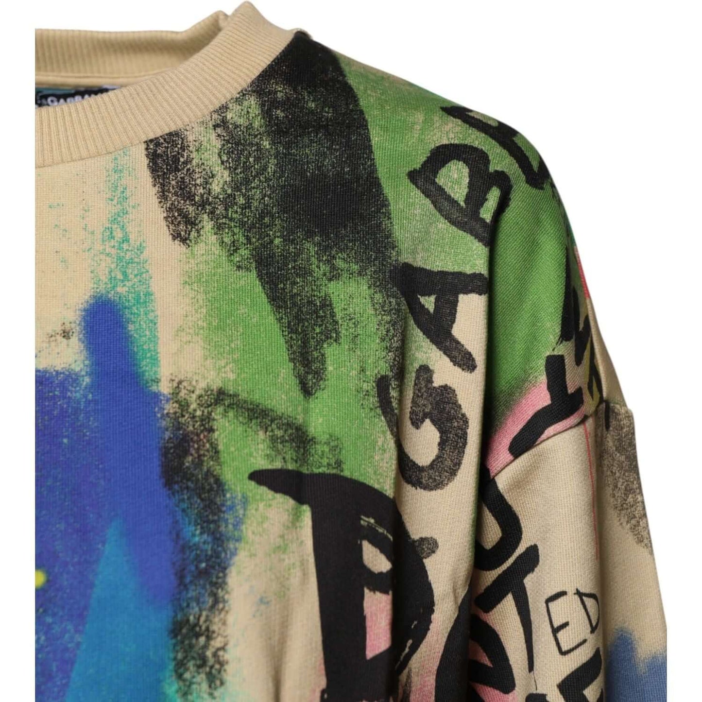 Dolce & Gabbana Multicolor Print Cotton Pullover Sweater