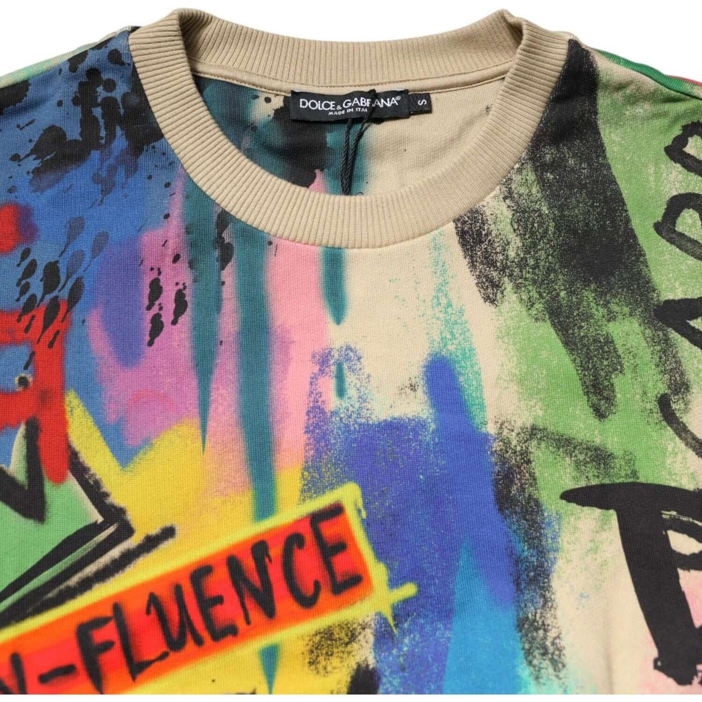 Dolce & Gabbana Multicolor Print Cotton Pullover Sweater