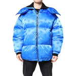 Dolce & Gabbana Blue Logo Full Zip Hooded Quilted Jacket