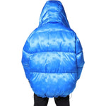 Dolce & Gabbana Blue Logo Full Zip Hooded Quilted Jacket