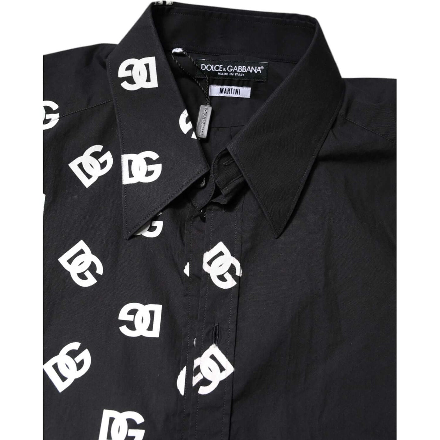 Dolce & Gabbana Black DG Logo Cotton MARTINI Dress Shirt