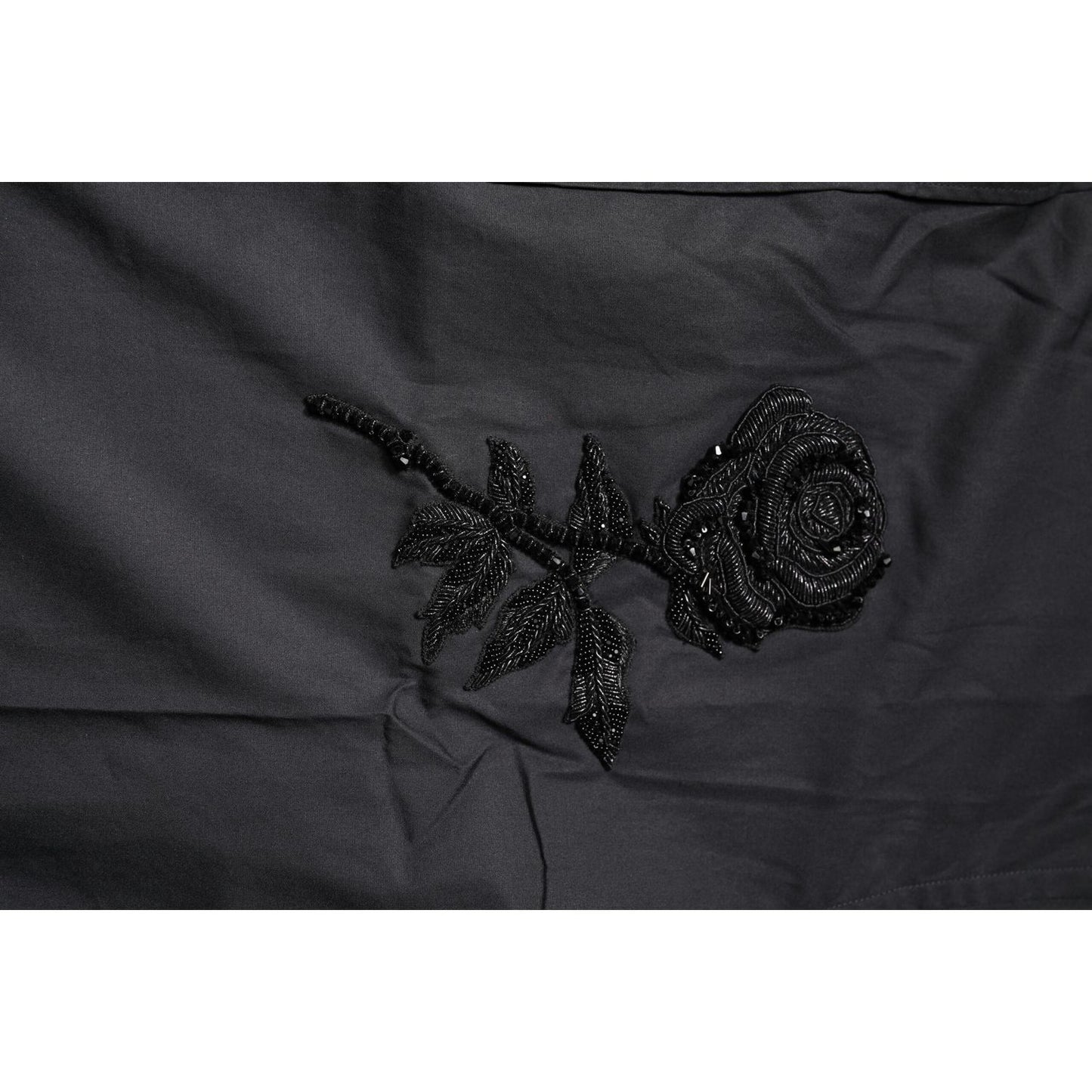 Dolce & Gabbana Black Floral Gold Cotton Dress Formal Shirt