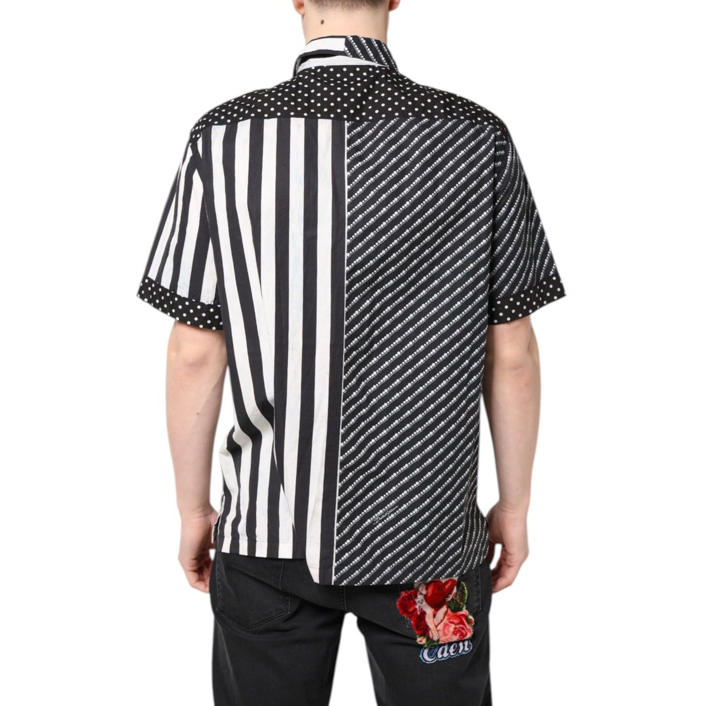 Dolce & Gabbana Black White Stripe Button Down Casual Shirt