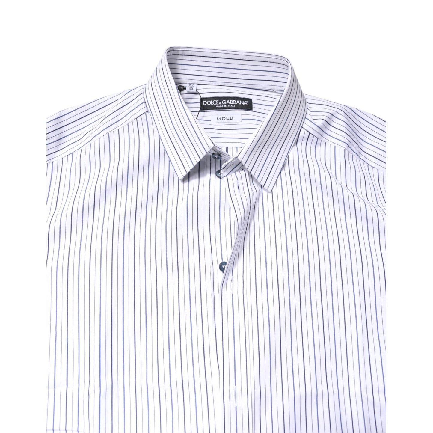 Dolce & Gabbana White Stripes GOLD Cotton Formal Shirt