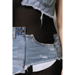 Dolce & Gabbana Black Blue Sleeveless Denim Mini Dress