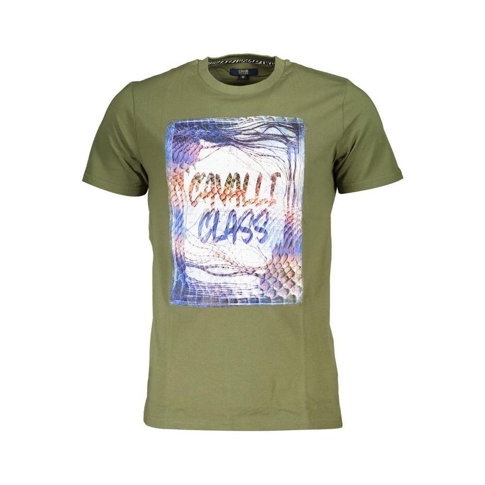 Cavalli Class Green Cotton Men T-Shirt