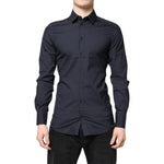 Dolce & Gabbana Dark Blue GOLD Cotton Dress Formal Shirt