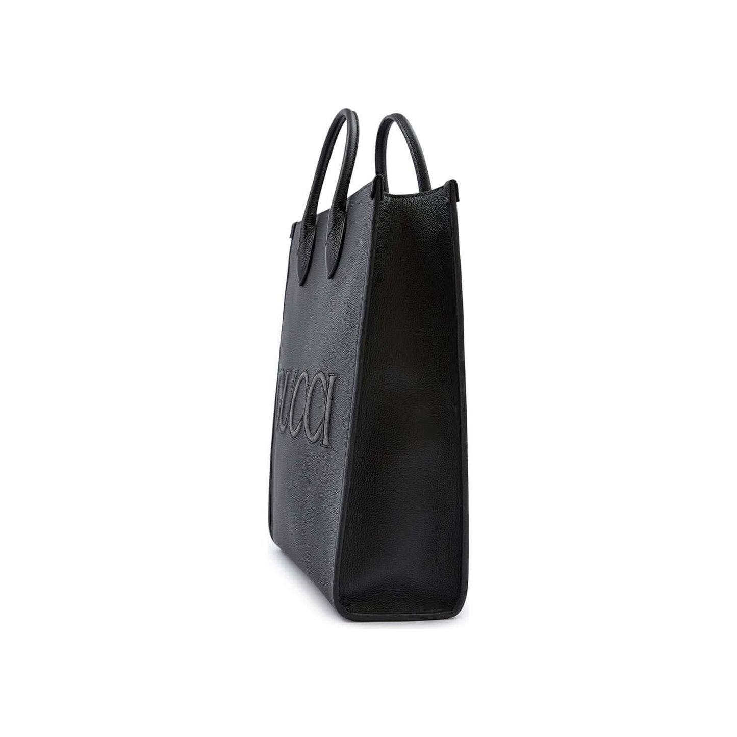 Gucci Black Leather Logo Medium Tote Bag