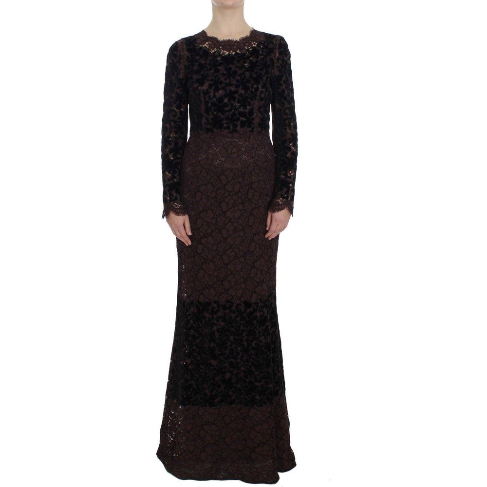 Dolce & Gabbana Purple Floral Lace Ricamo Maxi Dress NOC10092-2