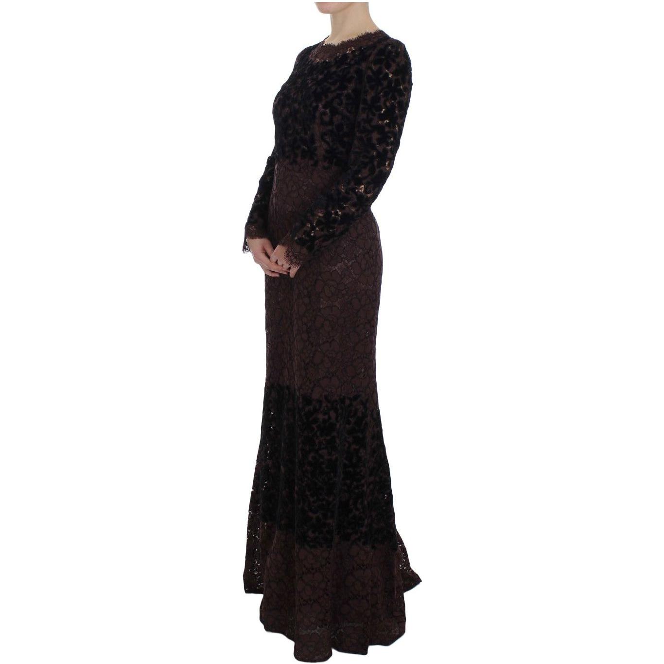 Dolce & Gabbana Purple Floral Lace Ricamo Maxi Dress NOC10092-2