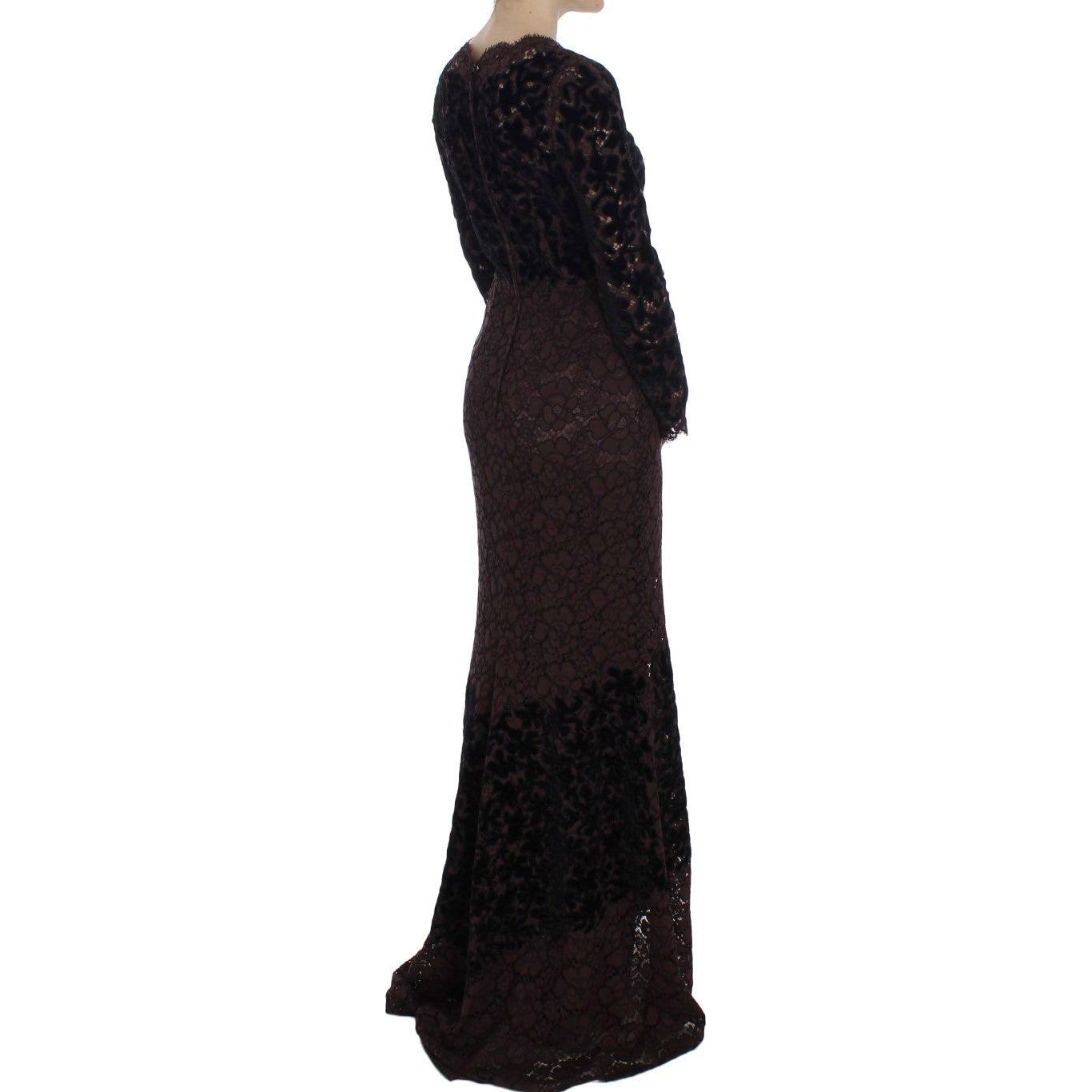 Dolce & Gabbana Purple Floral Lace Ricamo Maxi Dress NOC10092-2