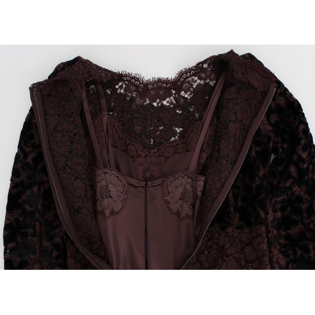 Dolce & Gabbana Purple Floral Lace Ricamo Maxi Dress NOC10092-2