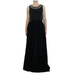 Dolce & Gabbana Green Velvet Crystal Long Maxi Dress NOC10094-1