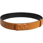 Dolce & Gabbana Brown Leather Buckle DG Logo Embossed Belt