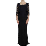 Dolce & Gabbana Black Floral Lace Long Ball Maxi Dress NOC10096-1