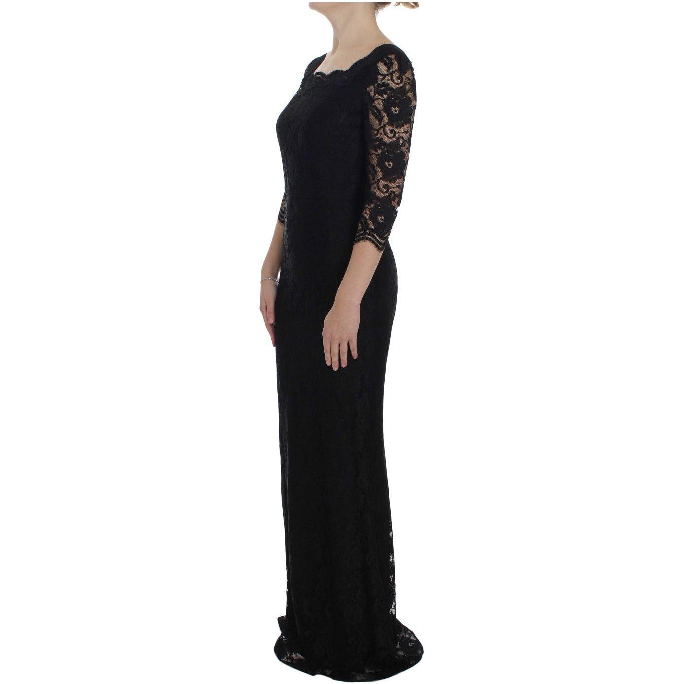 Dolce & Gabbana Black Floral Lace Long Ball Maxi Dress NOC10096-1