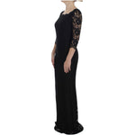 Dolce & Gabbana Black Floral Lace Long Ball Maxi Dress NOC10096-1