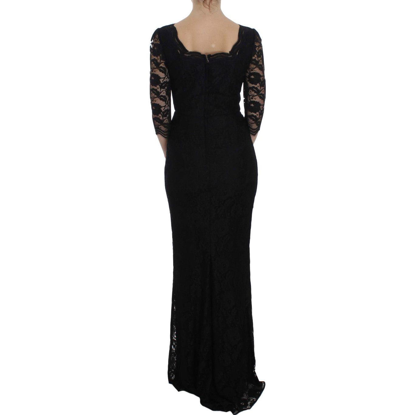 Dolce & Gabbana Black Floral Lace Long Ball Maxi Dress NOC10096-1