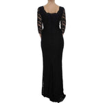 Dolce & Gabbana Black Floral Lace Long Ball Maxi Dress NOC10096-1