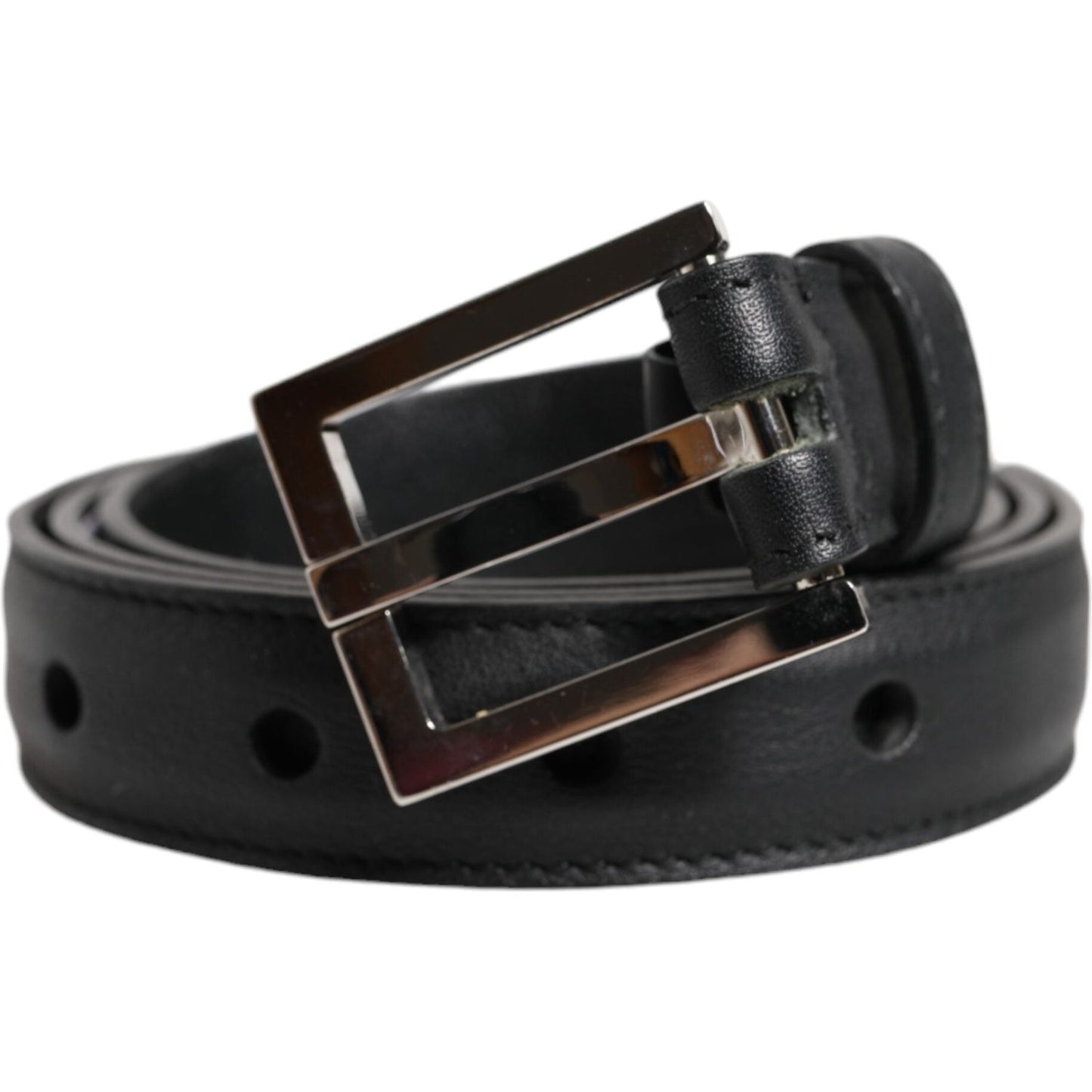 Dolce & Gabbana Black Classic Calfskin Leather Buckle Belt