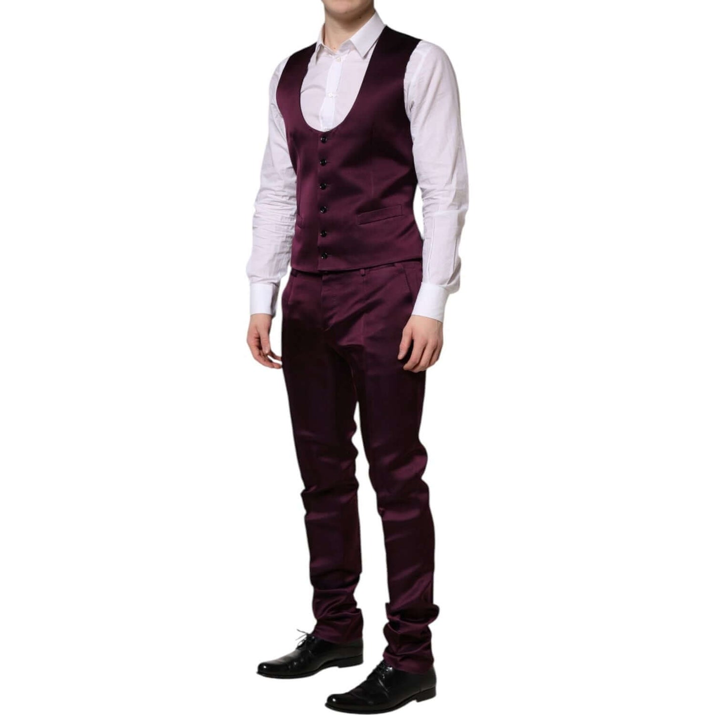 Dolce & Gabbana Dark Purple Silk 3Piece Single Breasted Suit
