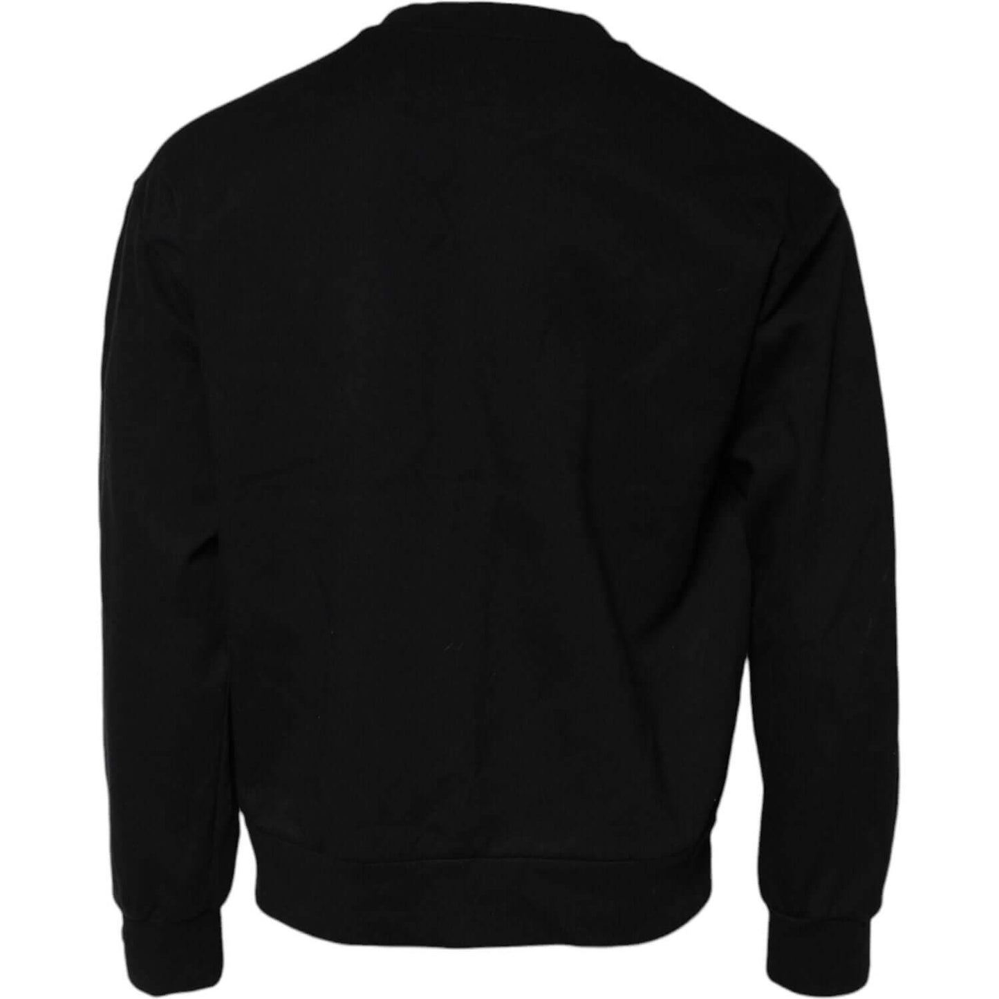 Dolce & Gabbana Black Embossed Logo Cotton Crew Neck Sweater