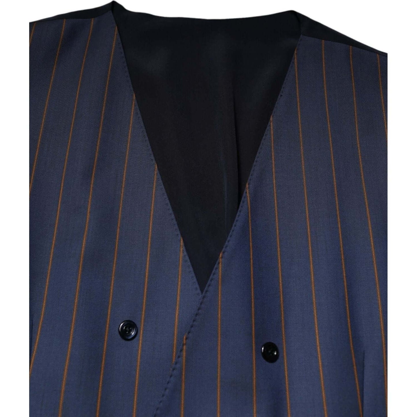 Dolce & Gabbana Blue Stripes Wool Formal Men Waistcoat Vest