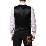 Dolce & Gabbana Pink Floral Satin Formal Men Waistcoat Vest