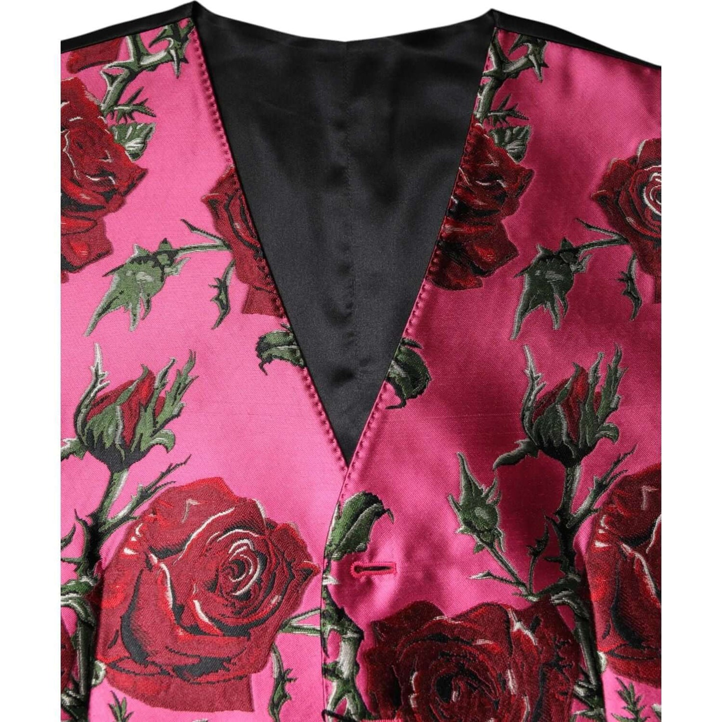 Dolce & Gabbana Pink Floral Satin Formal Men Waistcoat Vest