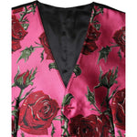 Dolce & Gabbana Pink Floral Satin Formal Men Waistcoat Vest