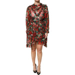 Dolce & Gabbana Multicolor Ruffle Floral Long Sleeves Dress