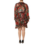 Dolce & Gabbana Multicolor Ruffle Floral Long Sleeves Dress
