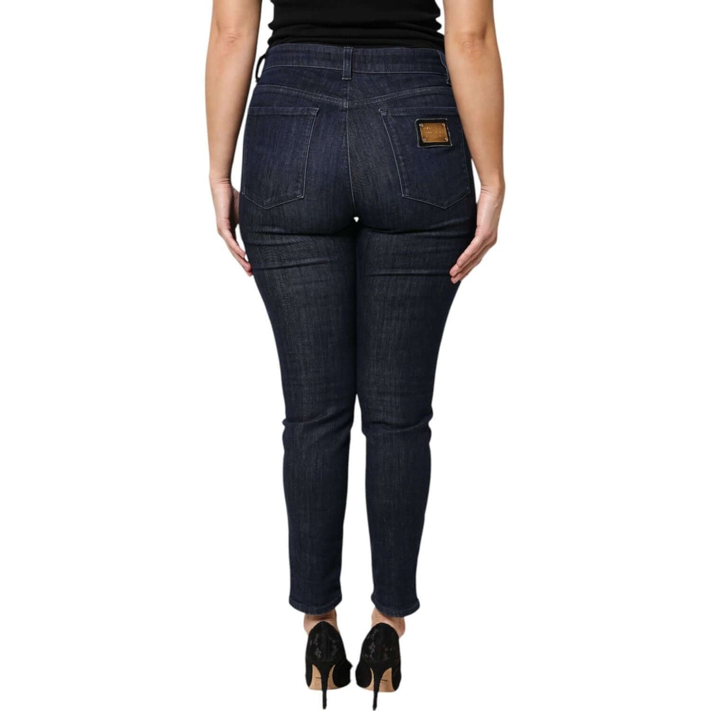 Dolce & Gabbana Dark Blue Cotton Skinny Cropped Denim Jeans