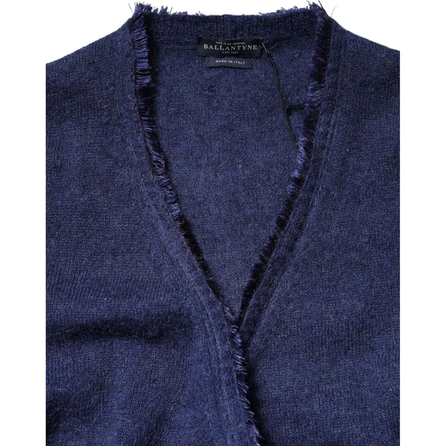 Ballantyne Dark Blue Long Sleeves Overcoat Cardigan Sweater