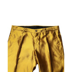 Dolce & Gabbana Yellow Silk Tapered Dress Men Pants