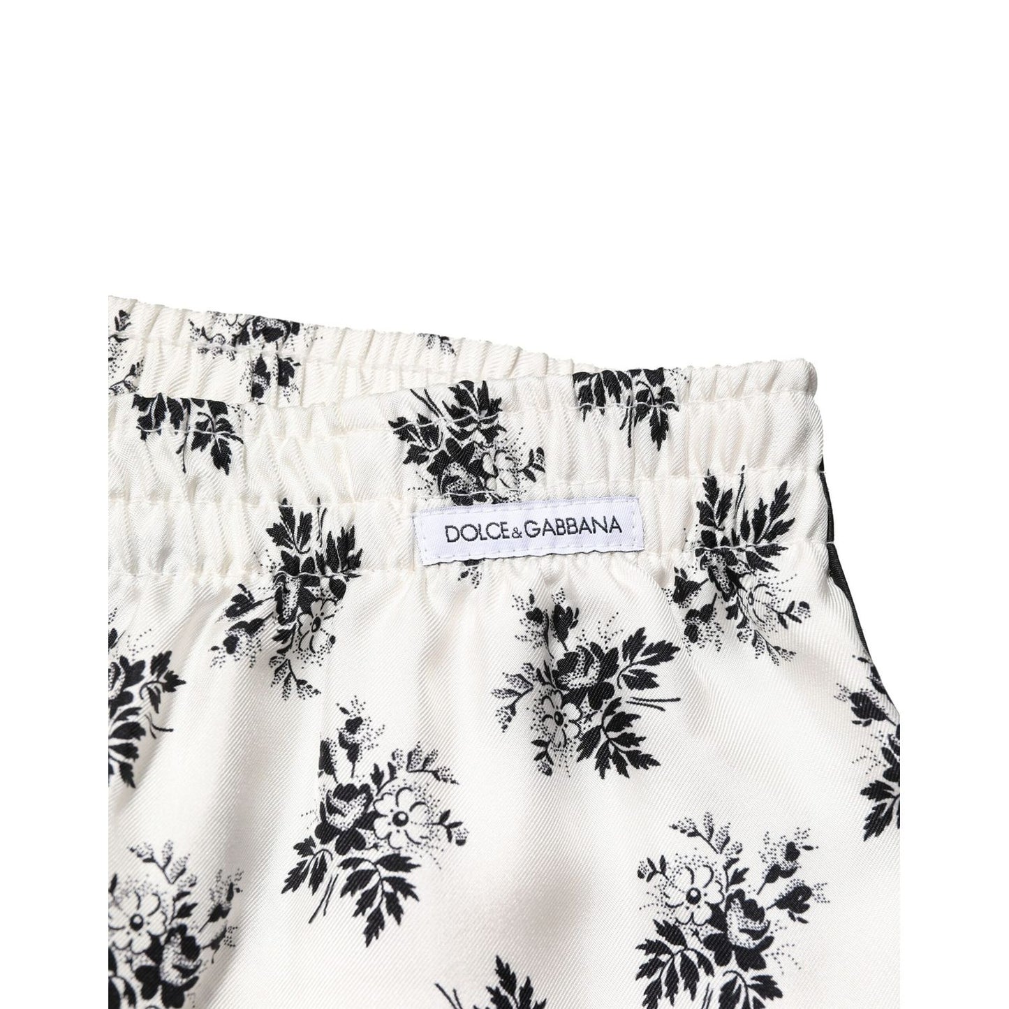 Dolce & Gabbana White Floral Silk Casual Lounge Pants