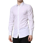 Dolce & Gabbana White GOLD Crown Cotton Dress Formal Shirt