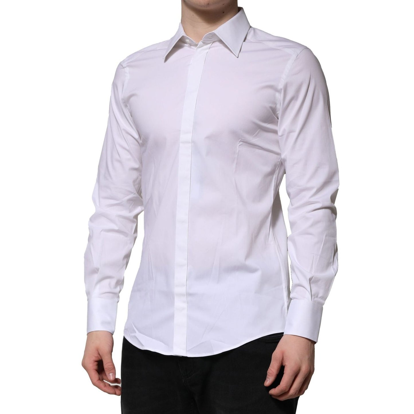 Dolce & Gabbana White MARTINI Long Sleeves Dress Formal Shirt